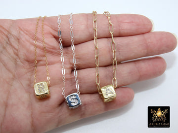 14 K Gold Filled Initial Necklace, 925 Silver Chain Personalized Choker - A Girls Gems